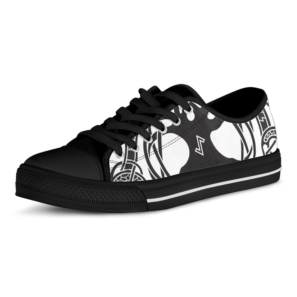 Scandinavian Yggdrasil Print Black Low Top Shoes