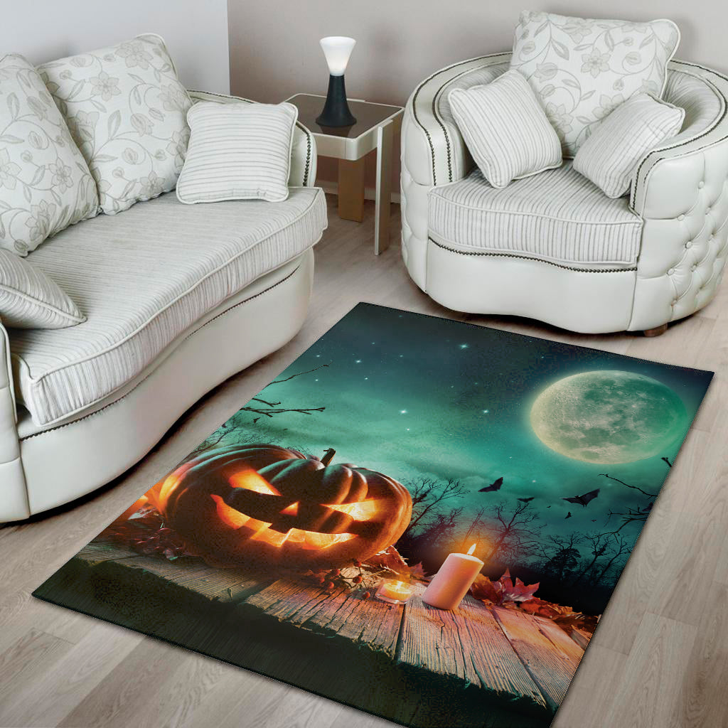 Scary Halloween Pumpkin Print Area Rug