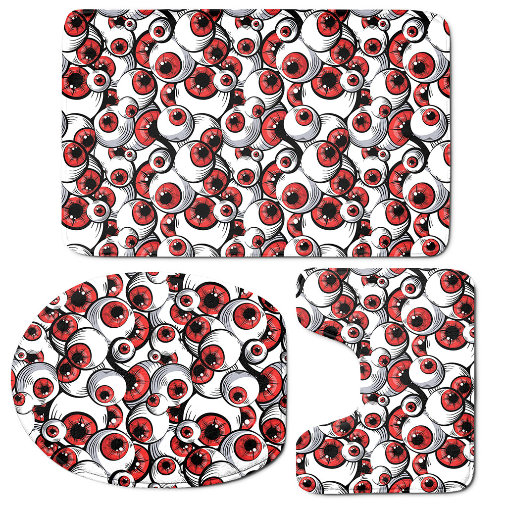 Scary Red Eyeball Pattern Print 3 Piece Bath Mat Set