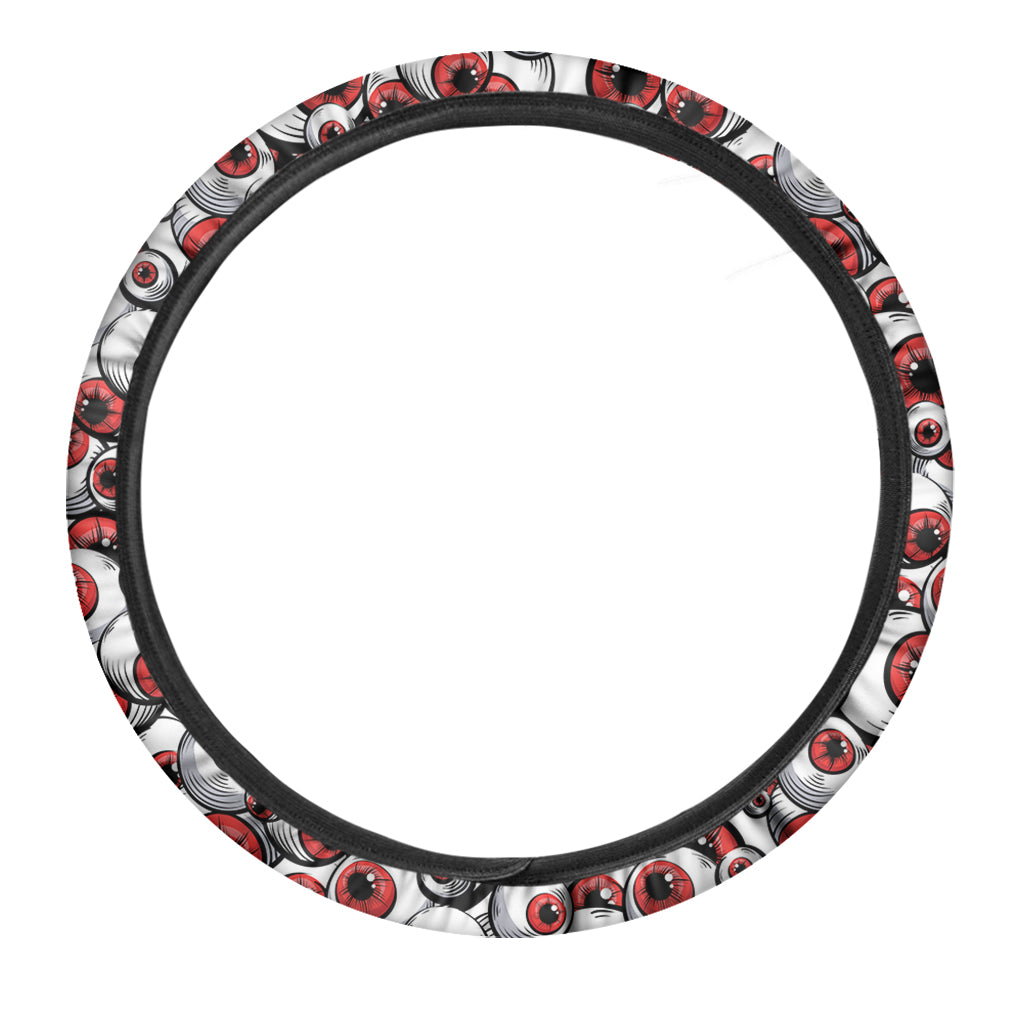 Scary Red Eyeball Pattern Print Car Steering Wheel Cover