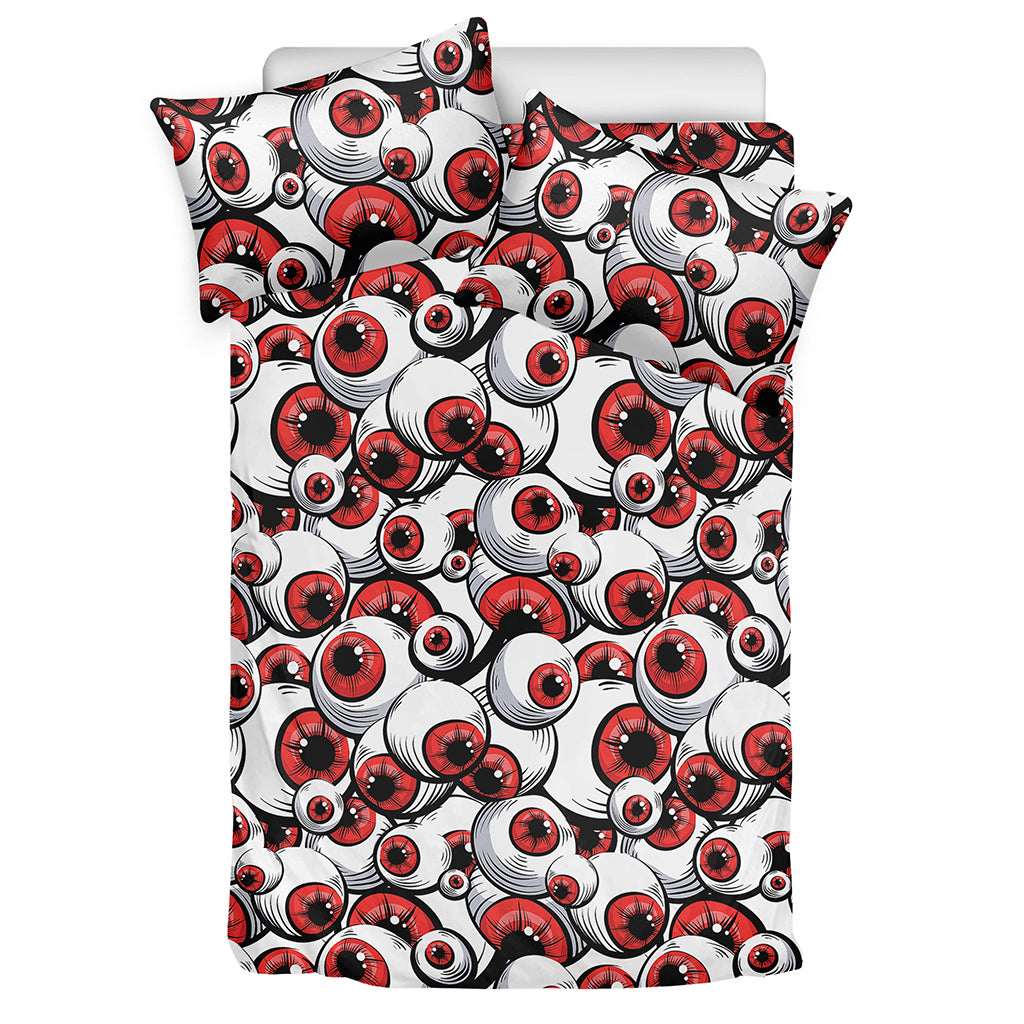 Scary Red Eyeball Pattern Print Duvet Cover Bedding Set