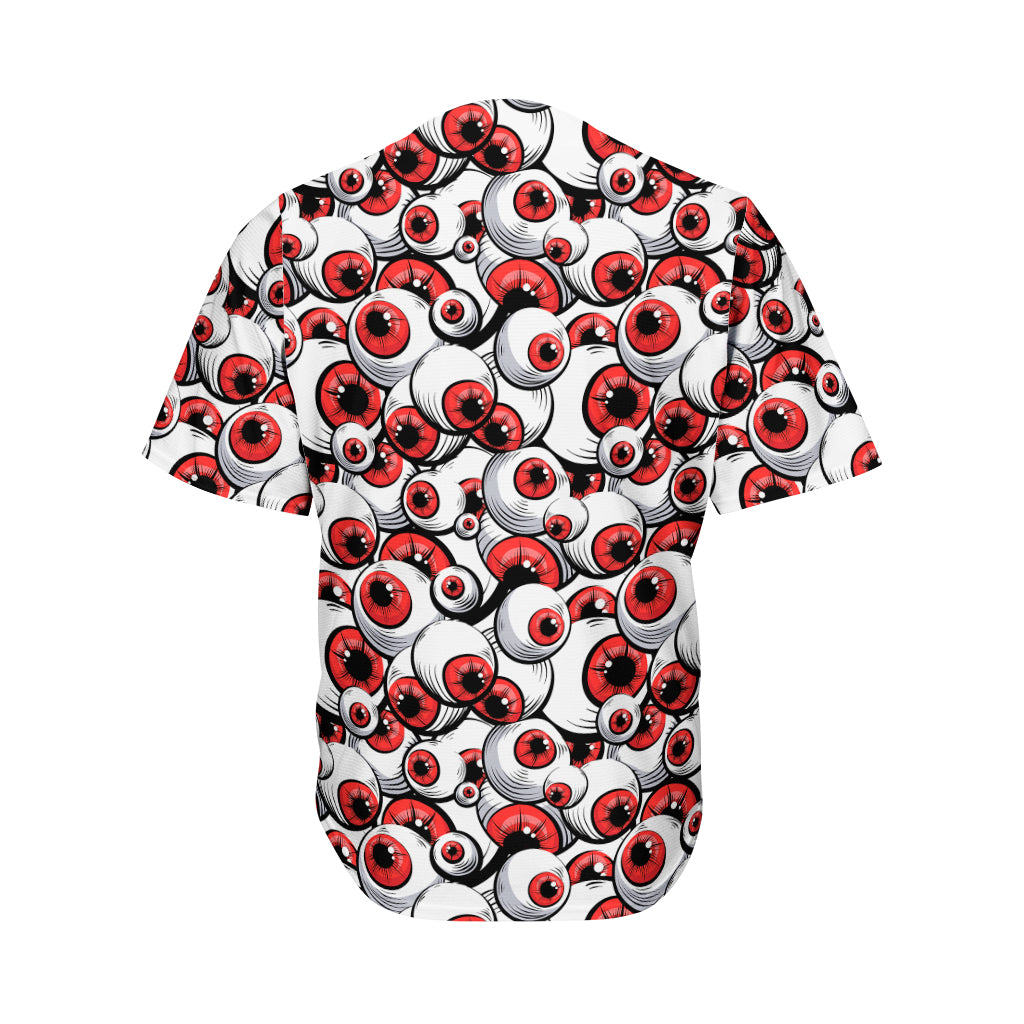 Scary Red Eyeball Pattern Print Men's Baseball Jersey