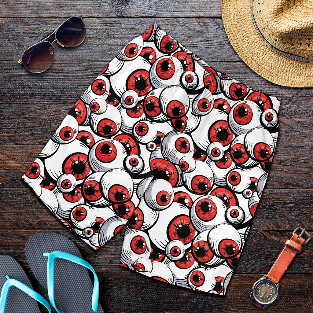 Scary Red Eyeball Pattern Print Men's Shorts