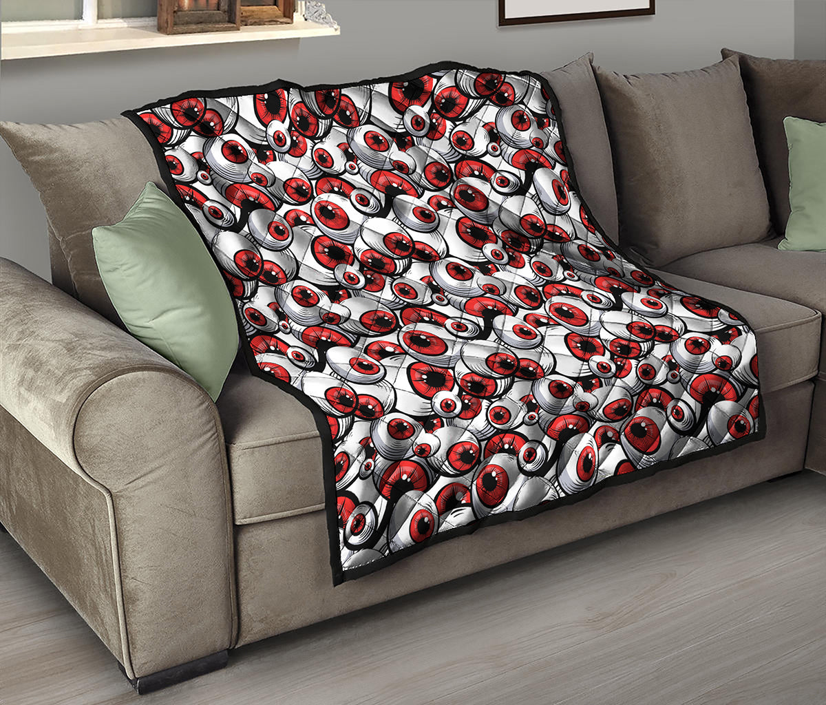 Scary Red Eyeball Pattern Print Quilt