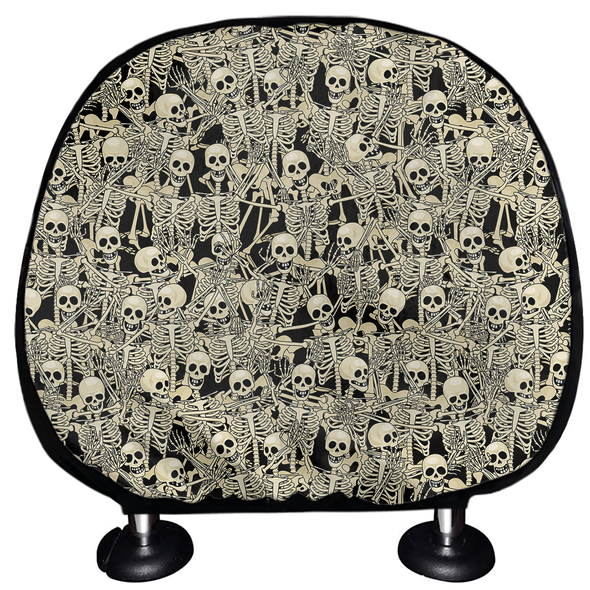 Scary Skeleton Pattern Print Car Headrest Covers