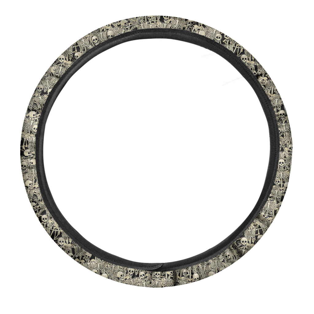 Scary Skeleton Pattern Print Car Steering Wheel Cover