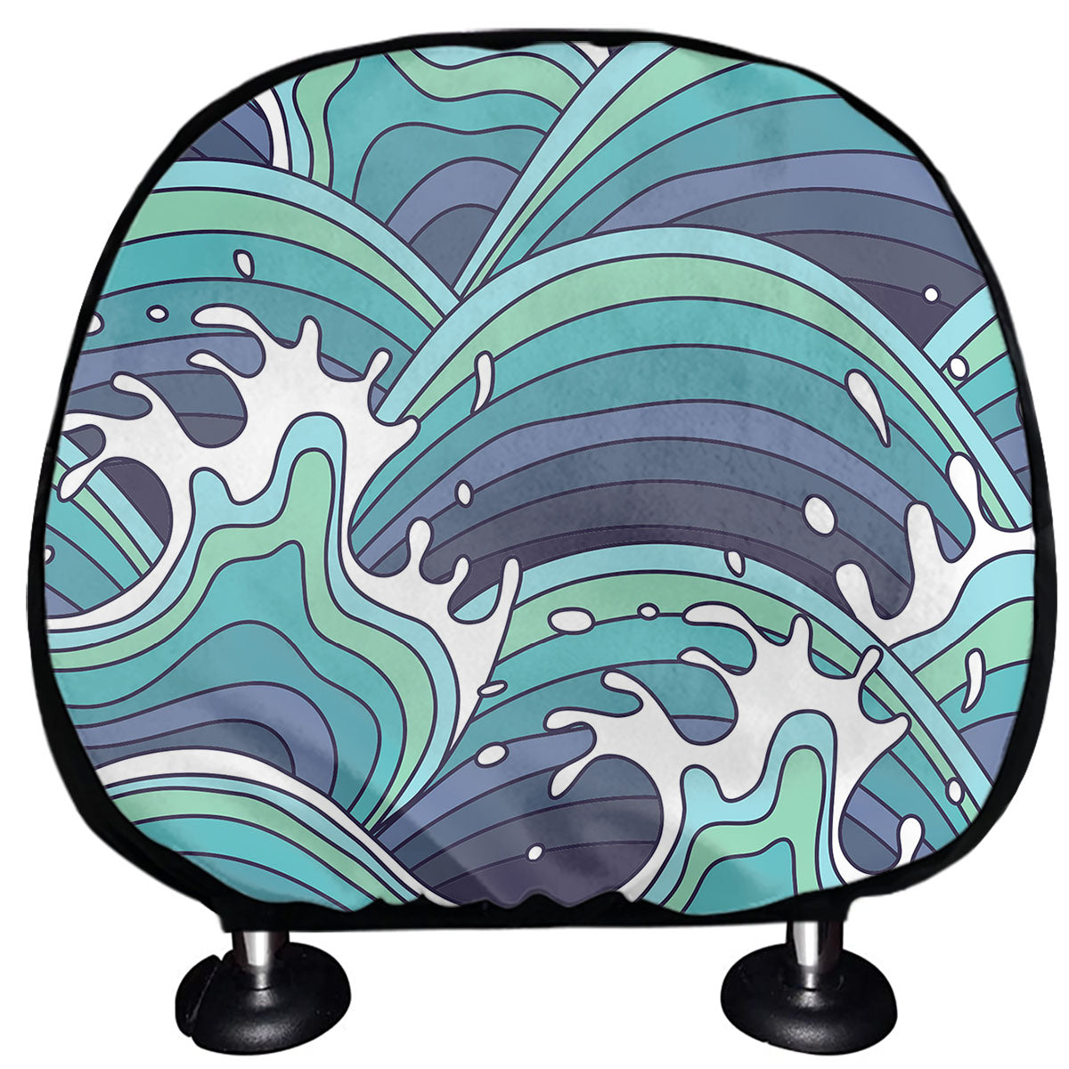 Sea Wave Surfing Pattern Print Car Headrest Covers
