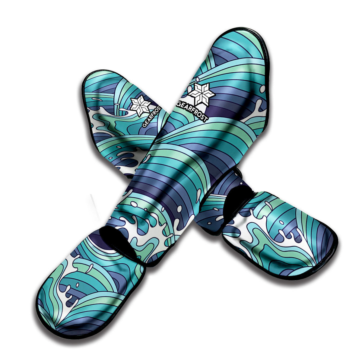 Sea Wave Surfing Pattern Print Muay Thai Shin Guard