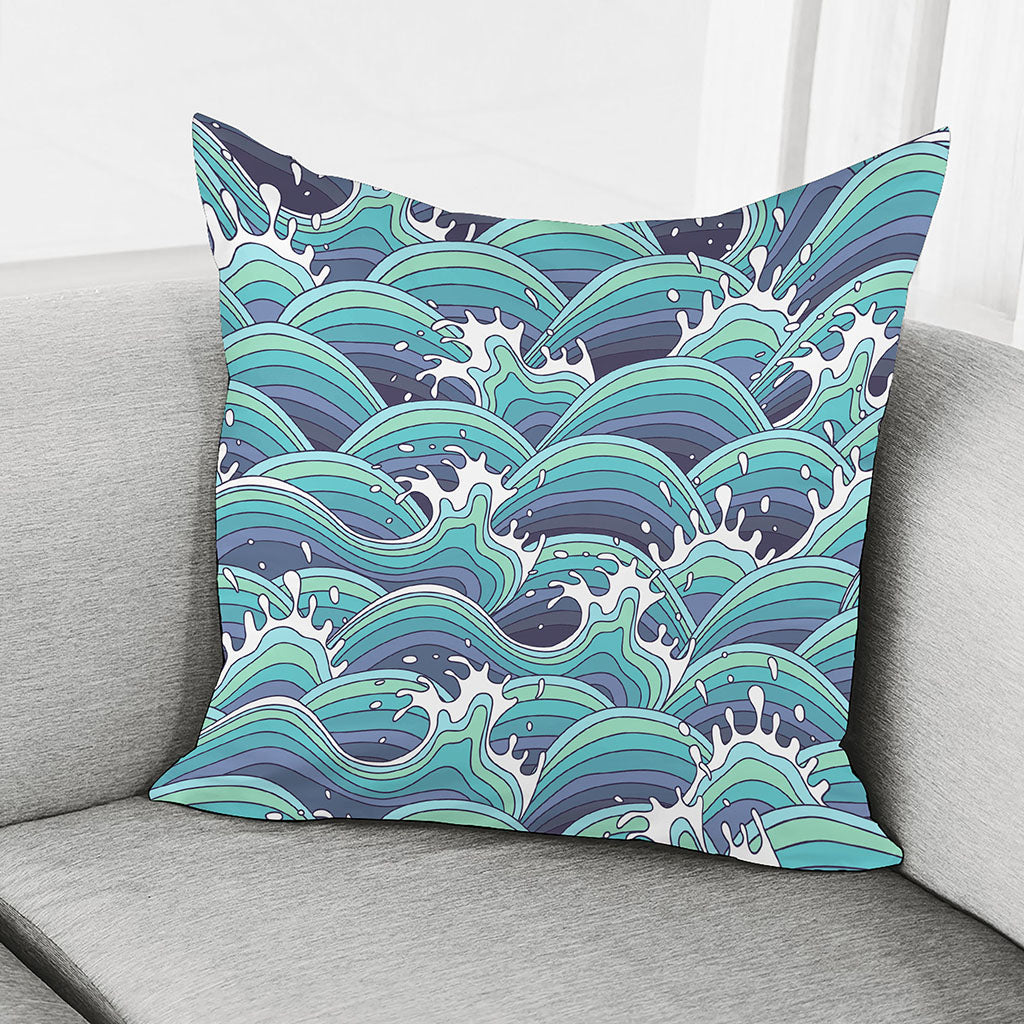Sea Wave Surfing Pattern Print Pillow Cover