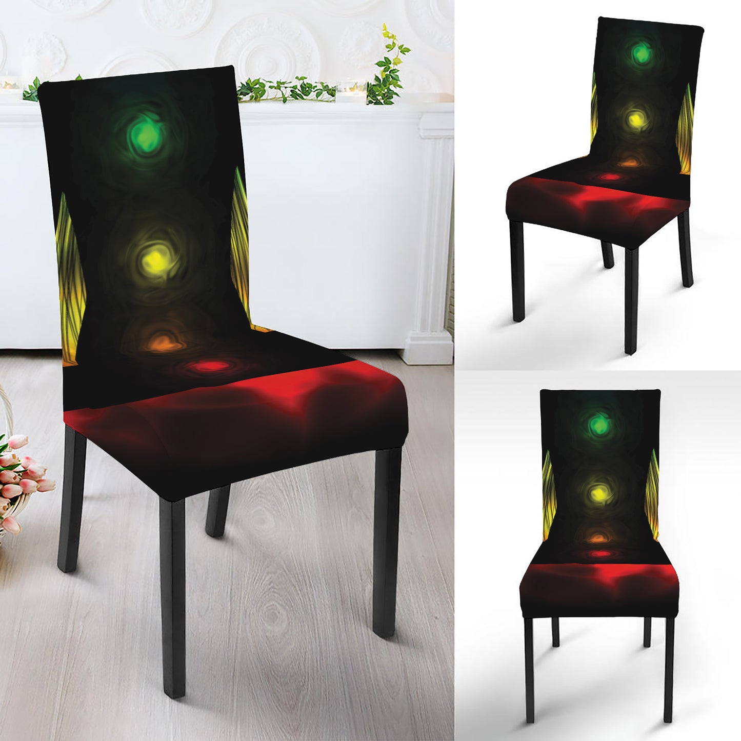 Seven Chakras Aura Print Dining Chair Slipcover