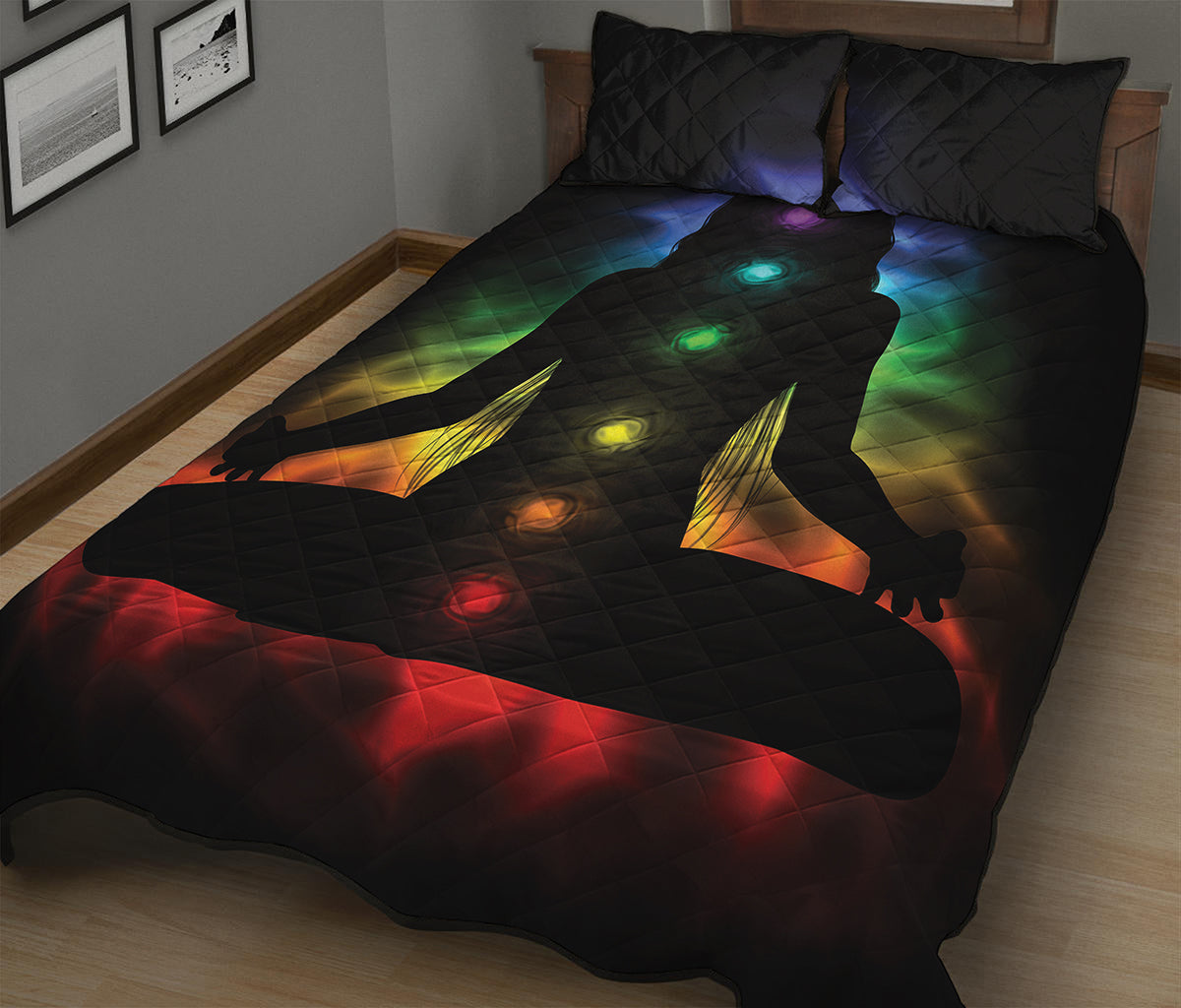Seven Chakras Aura Print Quilt Bed Set