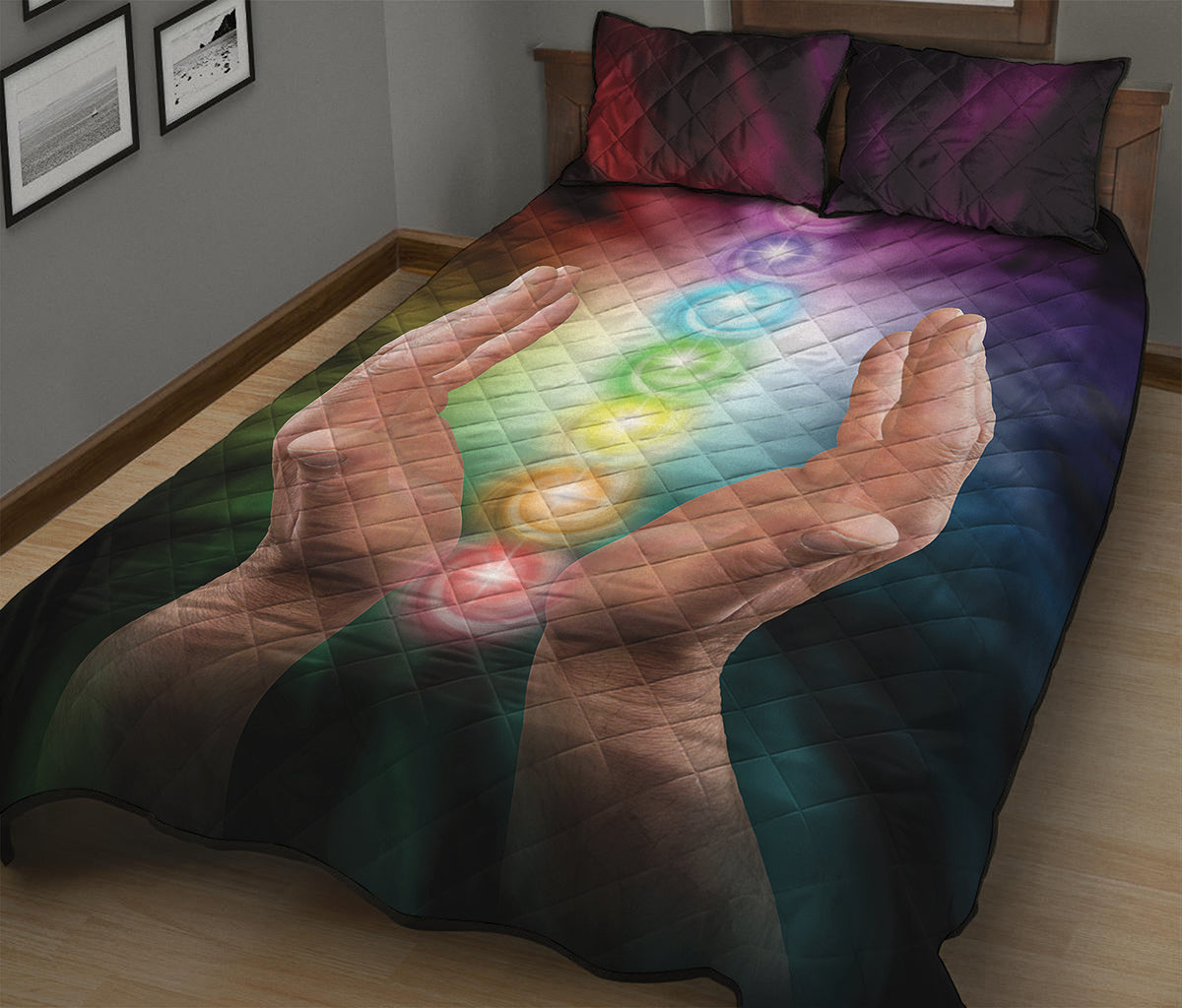 Seven Chakras Energy Print Quilt Bed Set