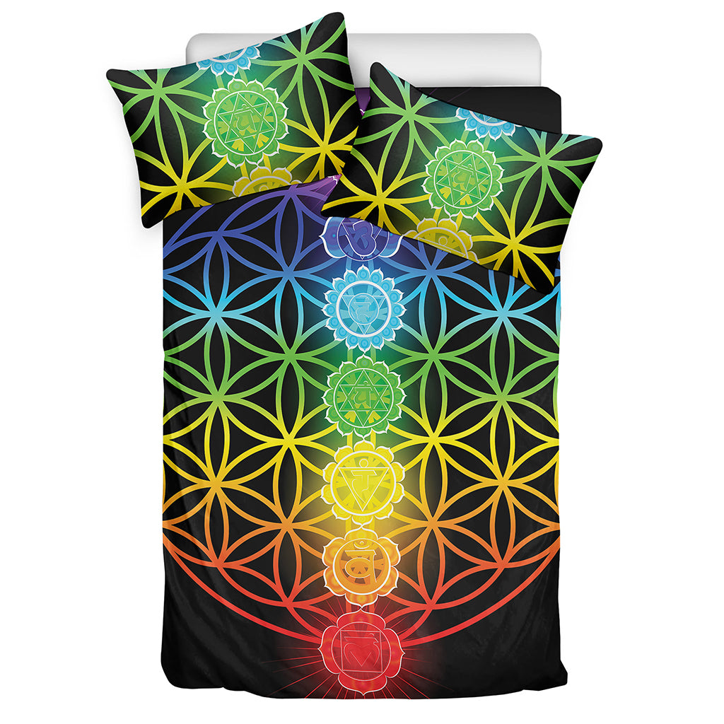 Seven Chakras Flower Of Life Print Duvet Cover Bedding Set