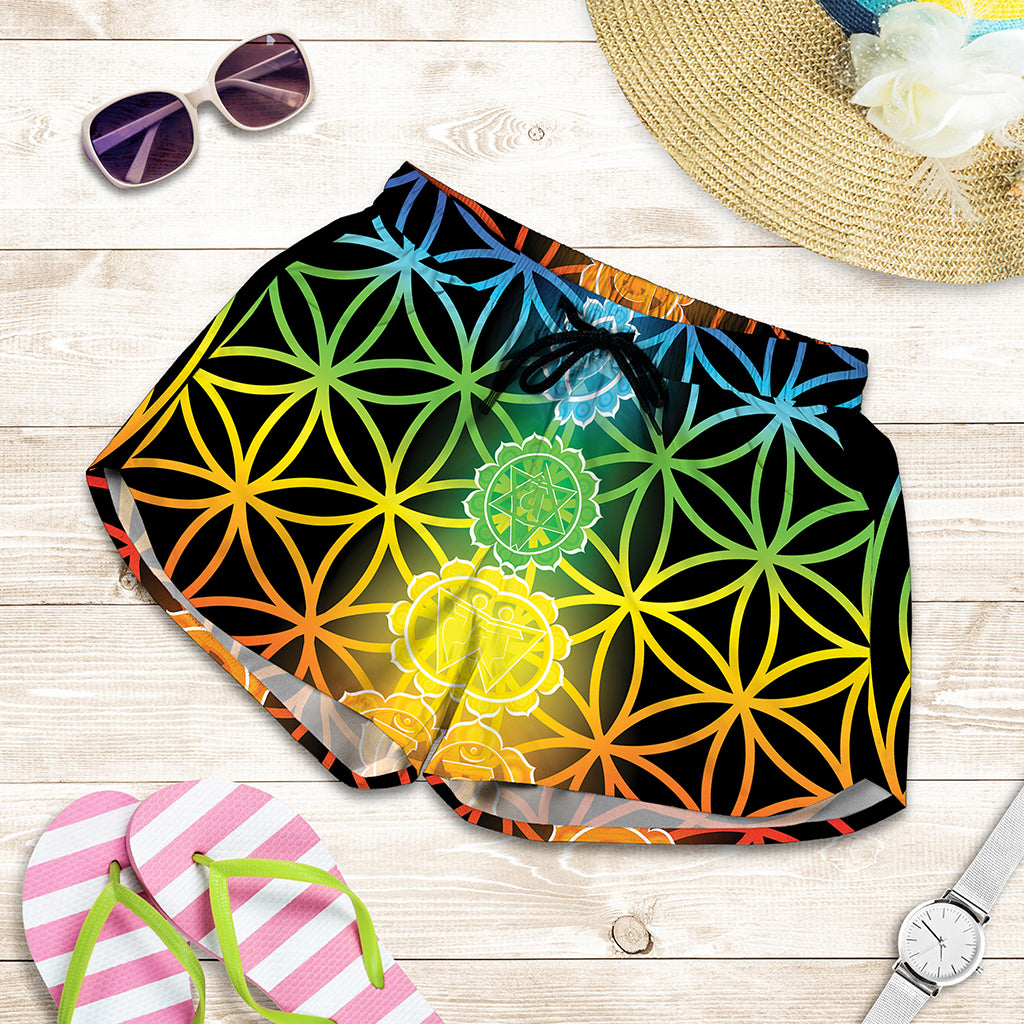 Seven Chakras Flower Of Life Print Women's Shorts