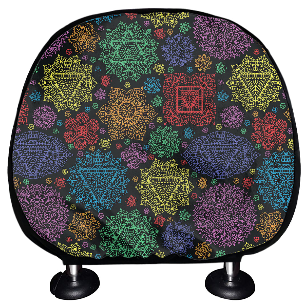 Seven Chakras Flowers Pattern Print Car Headrest Covers