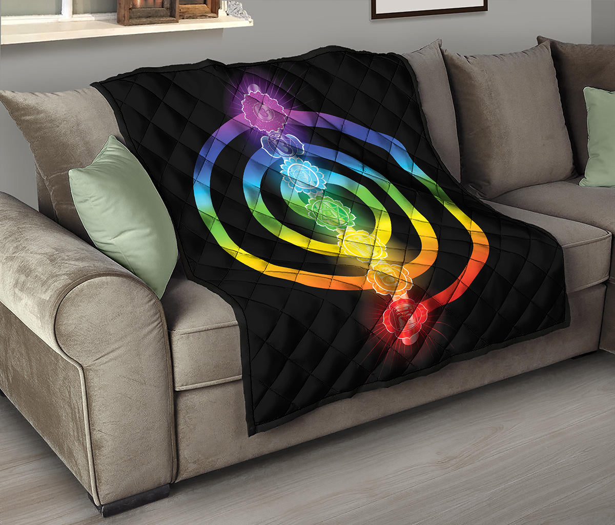 Seven Chakras Rainbow Of Life Print Quilt