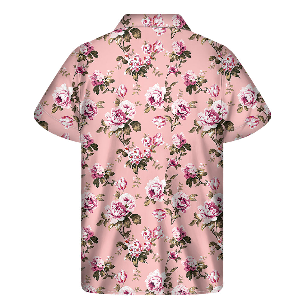 Shabby Chic Vintage Floral Print Men's Short Sleeve Shirt