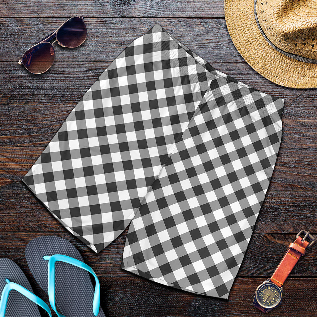Shadow Grey And White Gingham Print Men's Shorts
