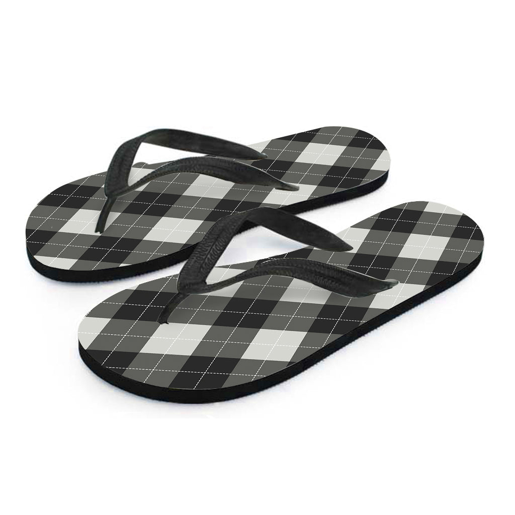 Shadow Grey Argyle Pattern Print Flip Flops