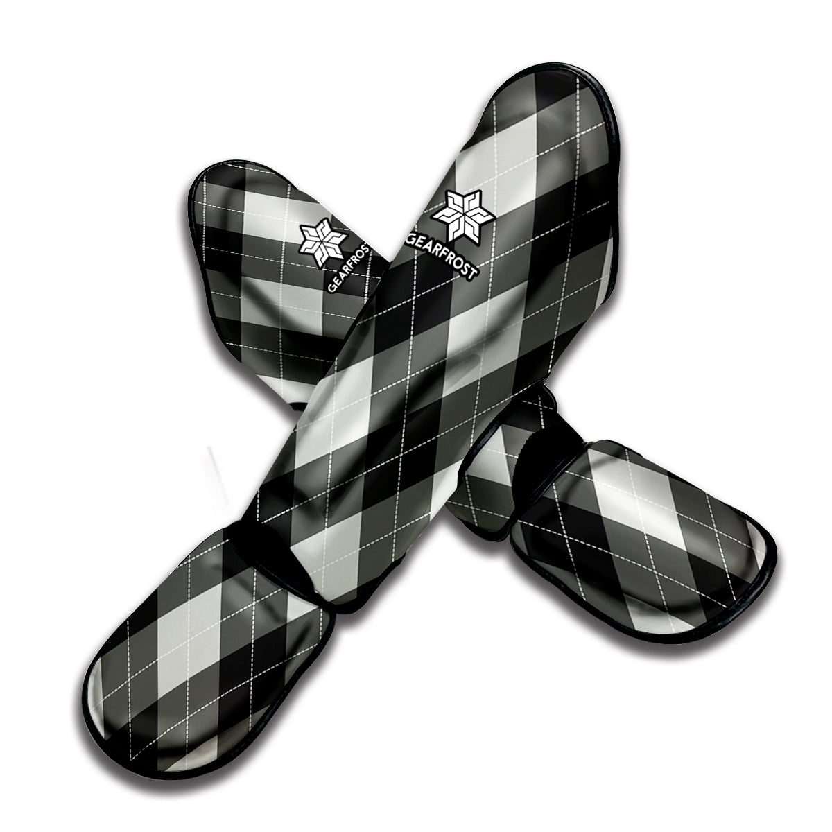 Shadow Grey Argyle Pattern Print Muay Thai Shin Guard