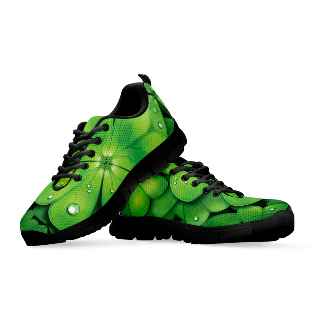 Shamrock Clover St. Patrick's Day Print Black Sneakers