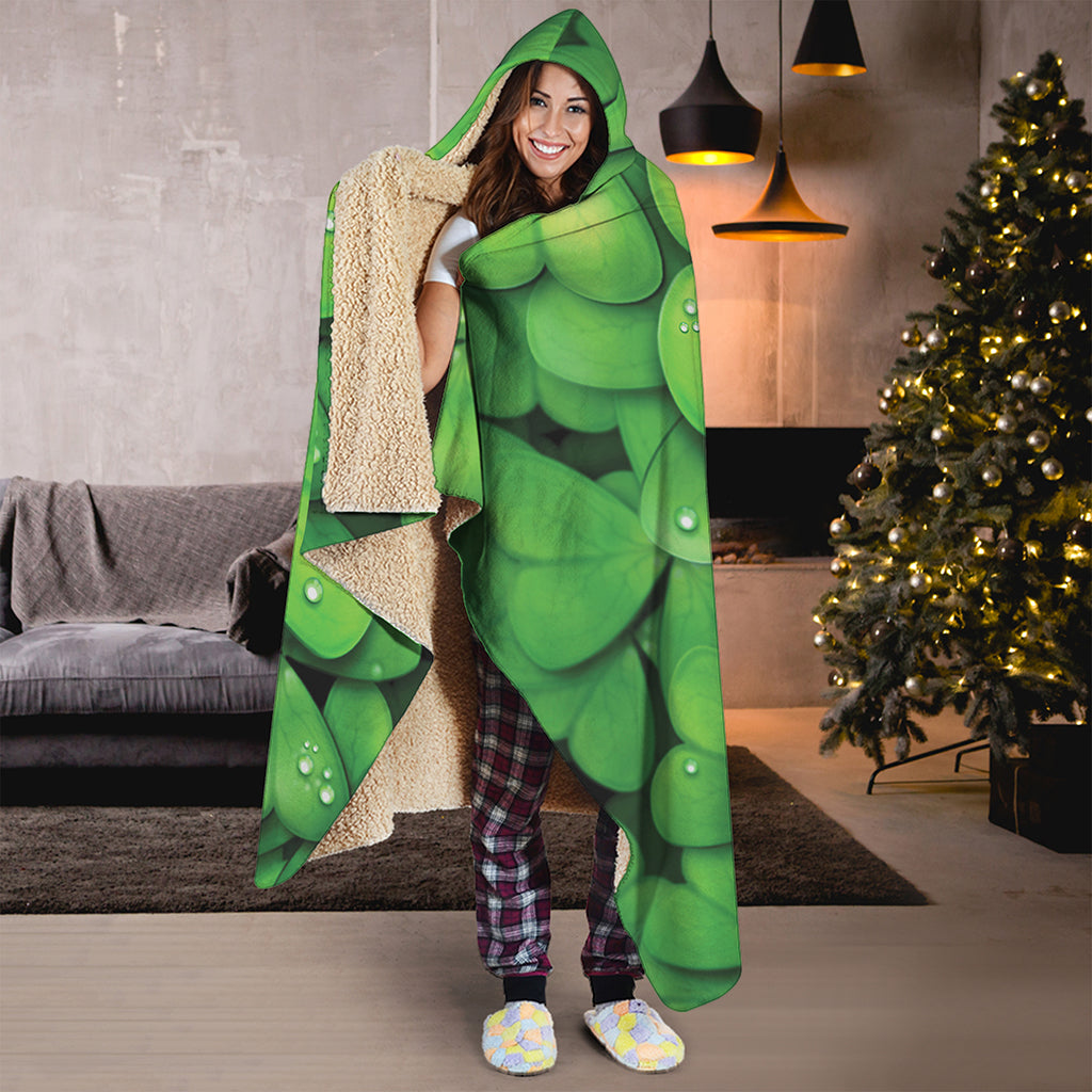 Shamrock Clover St. Patrick's Day Print Hooded Blanket
