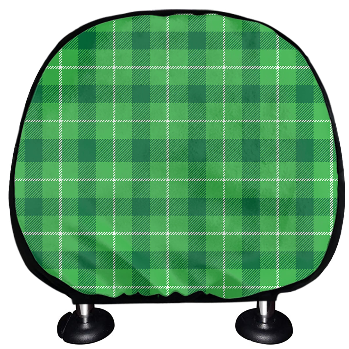 Shamrock Green Plaid Pattern Print Car Headrest Covers
