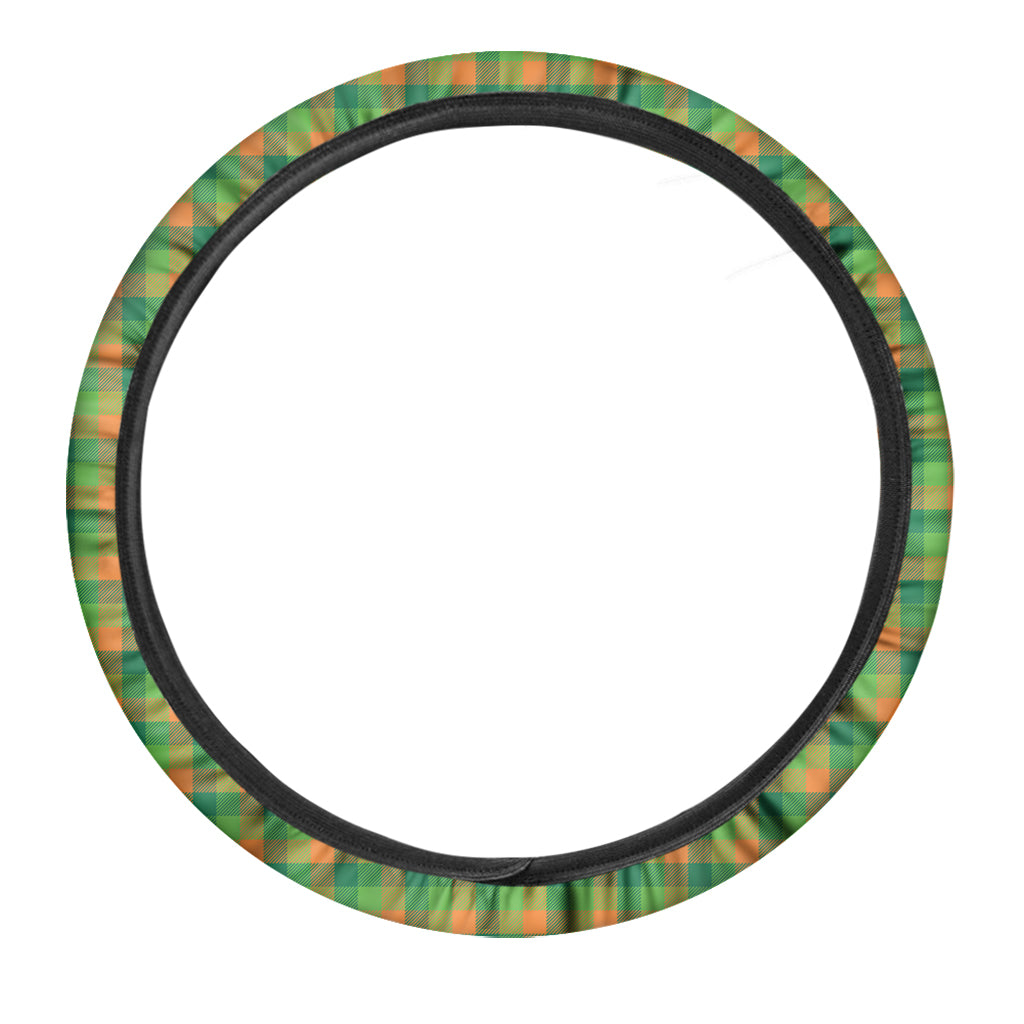 Shamrock Plaid St. Patrick's Day Print Car Steering Wheel Cover