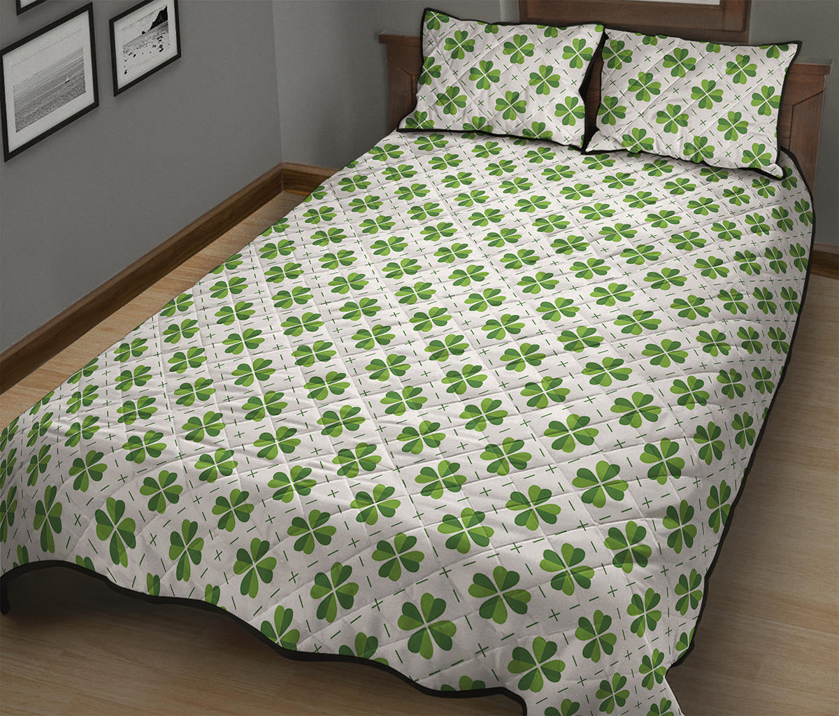 Shamrock Saint Patrick's Day Print Quilt Bed Set
