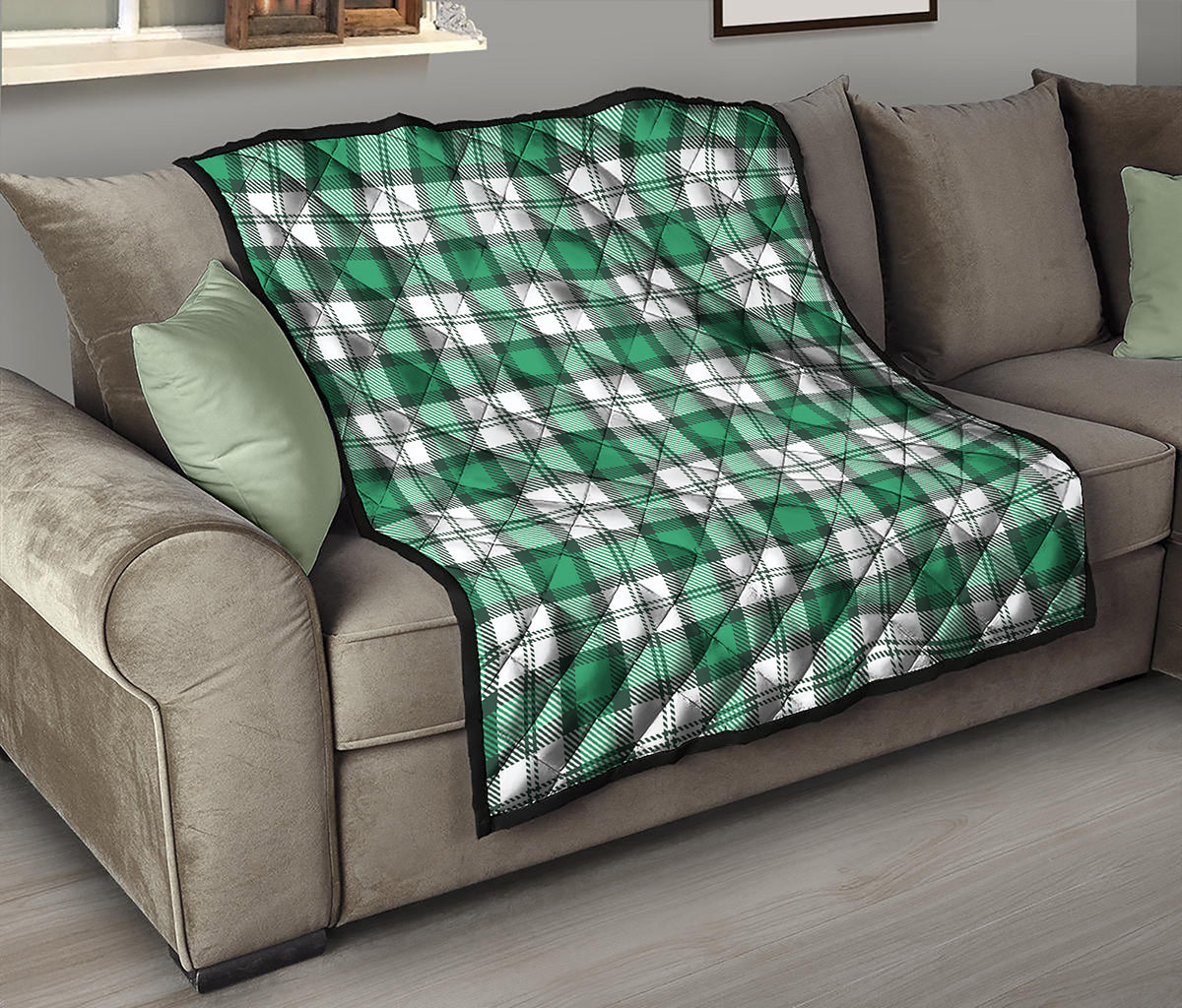 Shamrock St. Patrick's Day Tartan Print Quilt