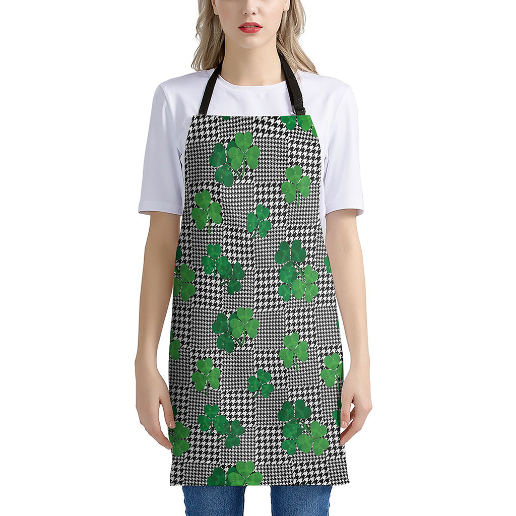 Shamrocks Houndstooth Pattern Print Apron