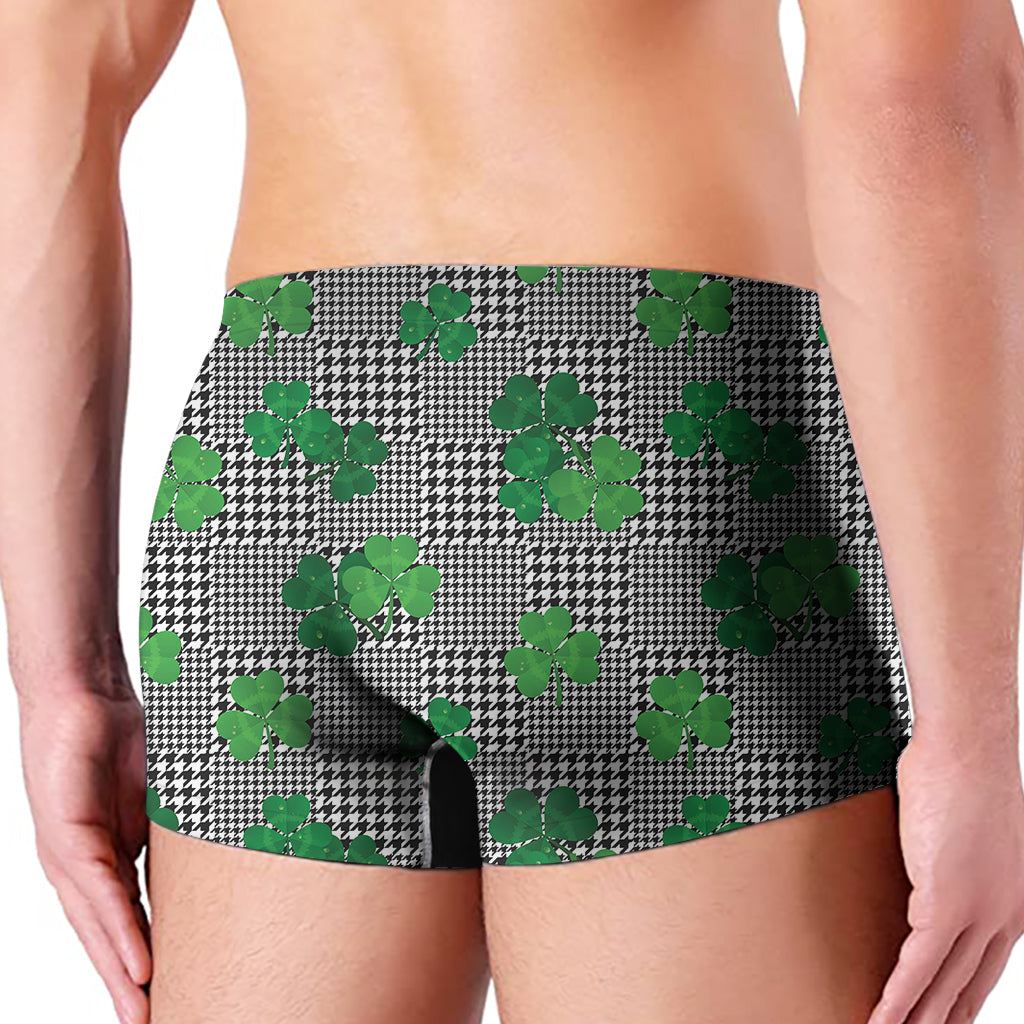 Shamrocks Houndstooth Pattern Print Men's Boxer Briefs