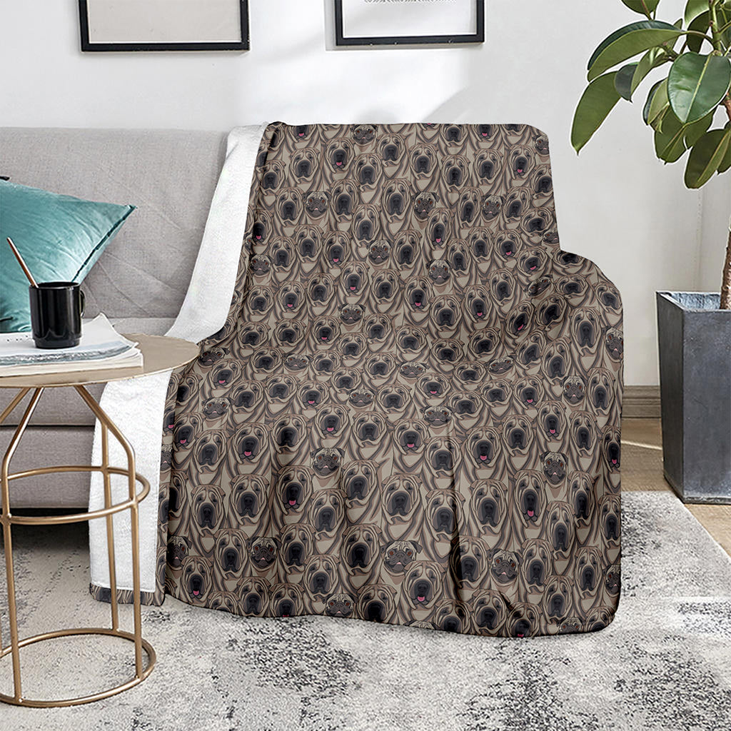 Shar Pei And Pug Pattern Print Blanket