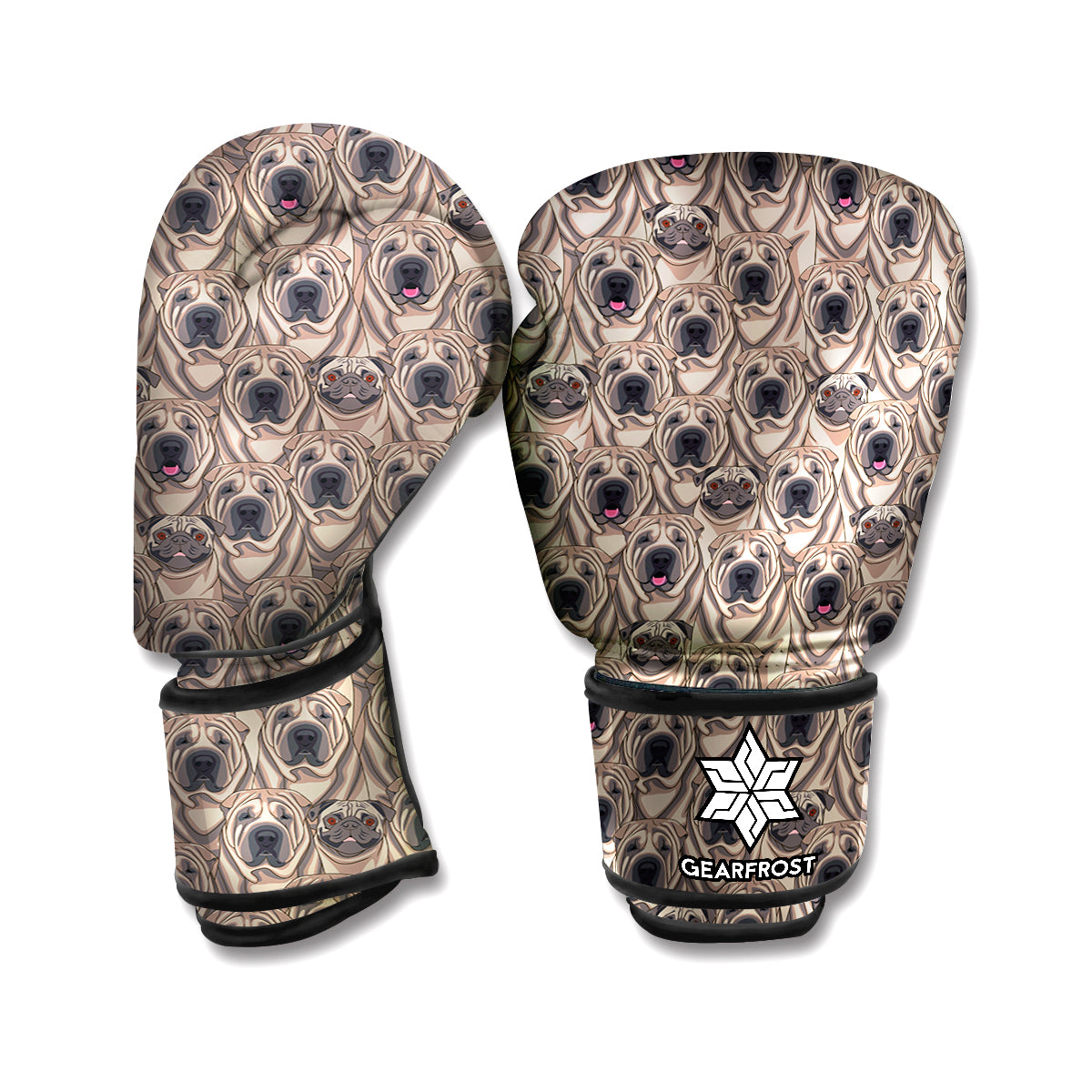 Shar Pei And Pug Pattern Print Boxing Gloves