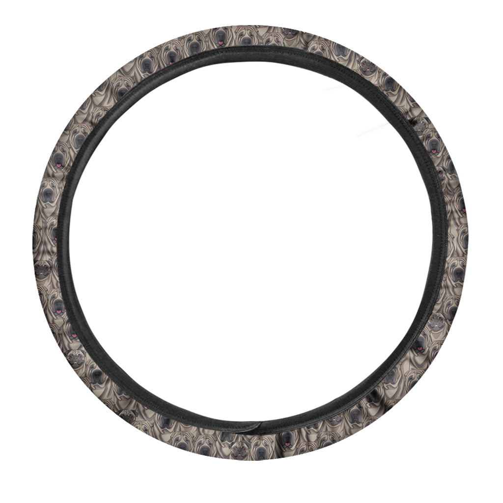Shar Pei And Pug Pattern Print Car Steering Wheel Cover