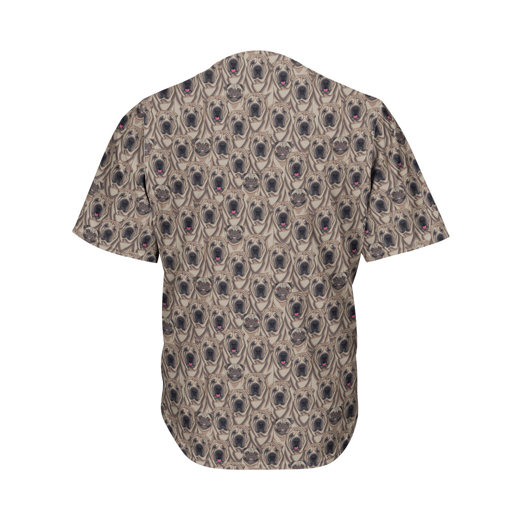 Shar Pei And Pug Pattern Print Men's Baseball Jersey
