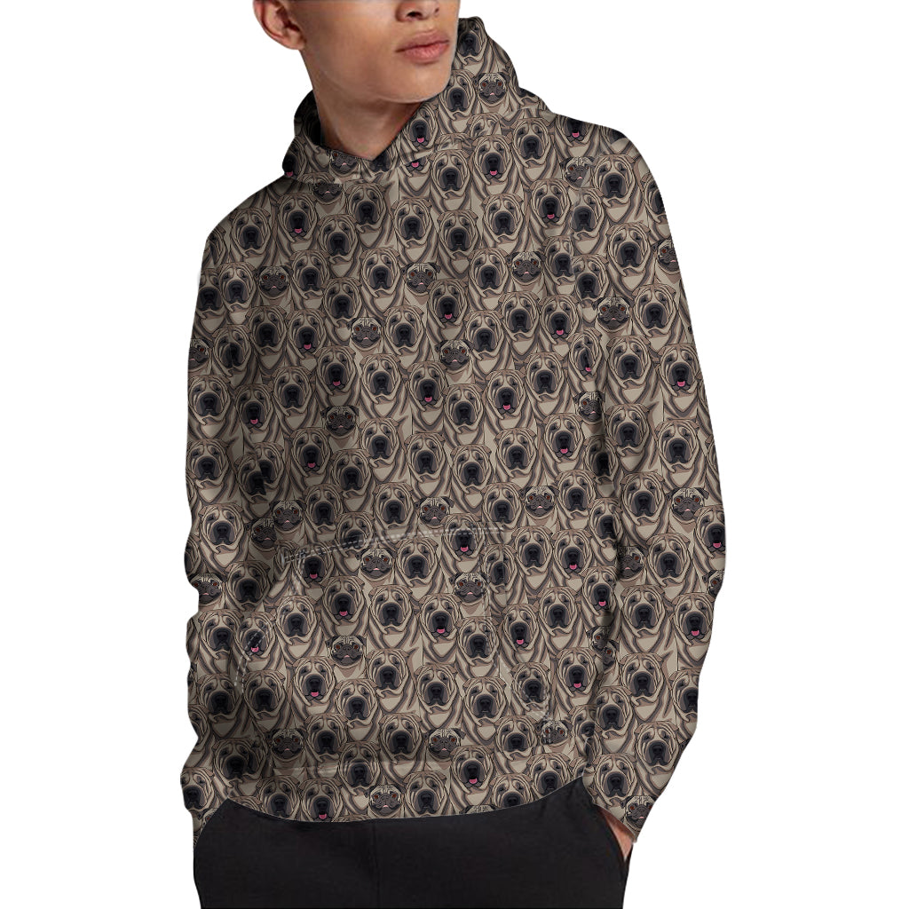 Shar Pei And Pug Pattern Print Pullover Hoodie