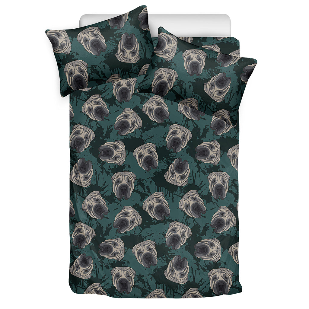 Shar Pei Face Pattern Print Duvet Cover Bedding Set