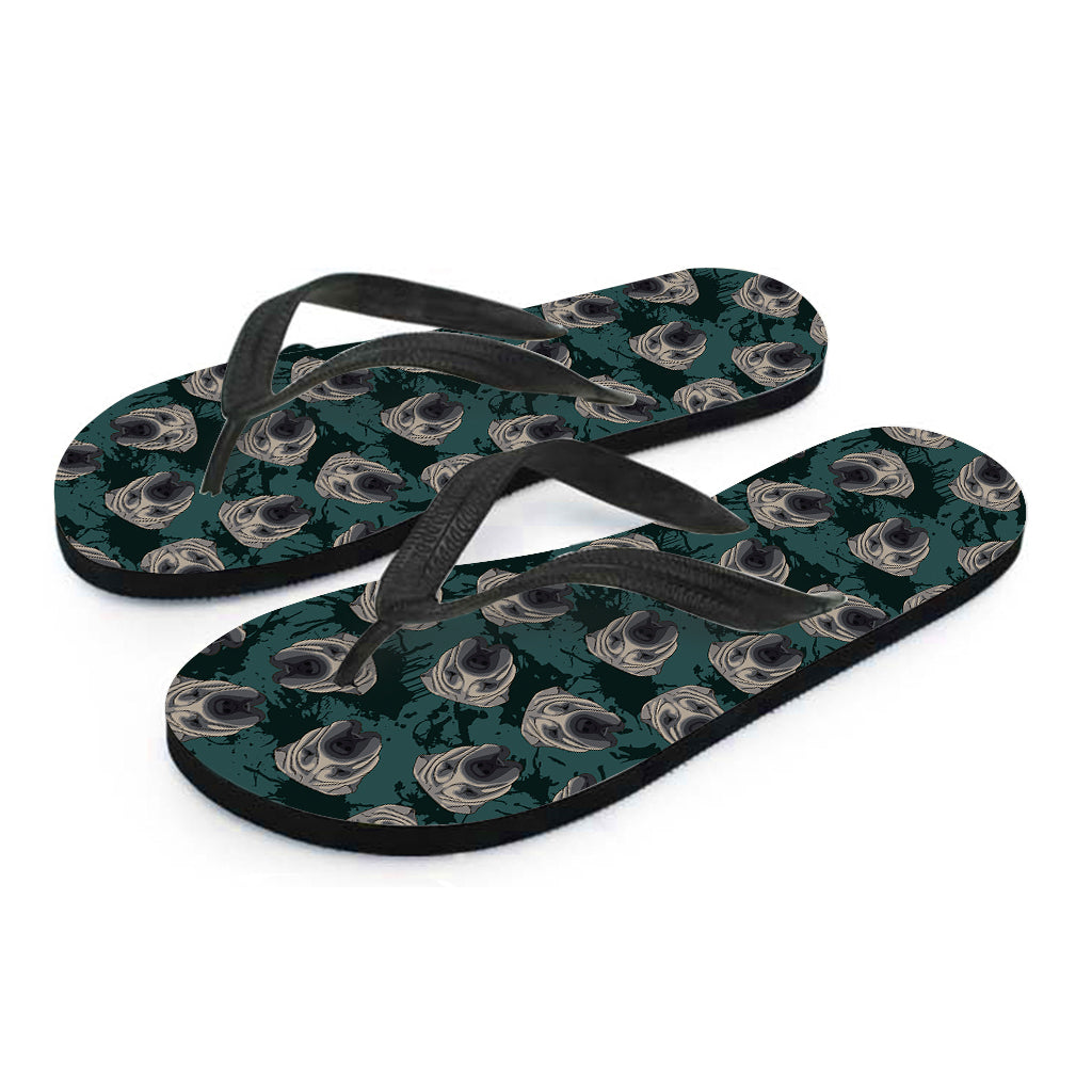 Shar Pei Face Pattern Print Flip Flops