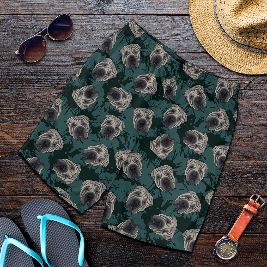 Shar Pei Face Pattern Print Men's Shorts
