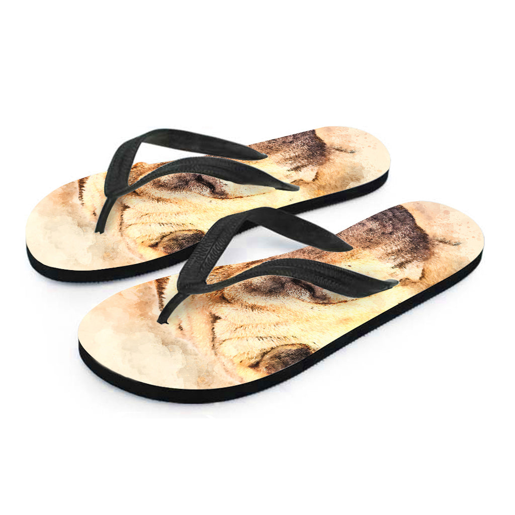 Shar Pei Portrait Print Flip Flops