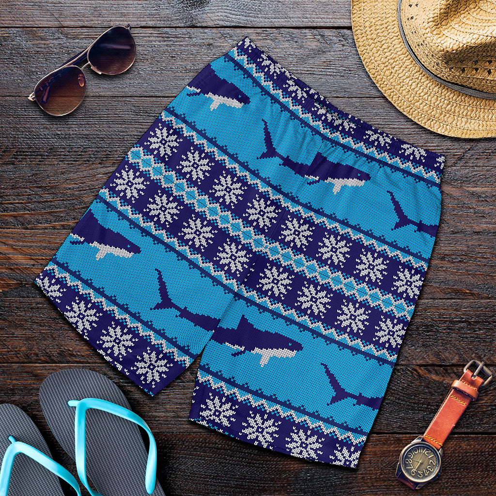 Shark Knitted Pattern Print Men's Shorts