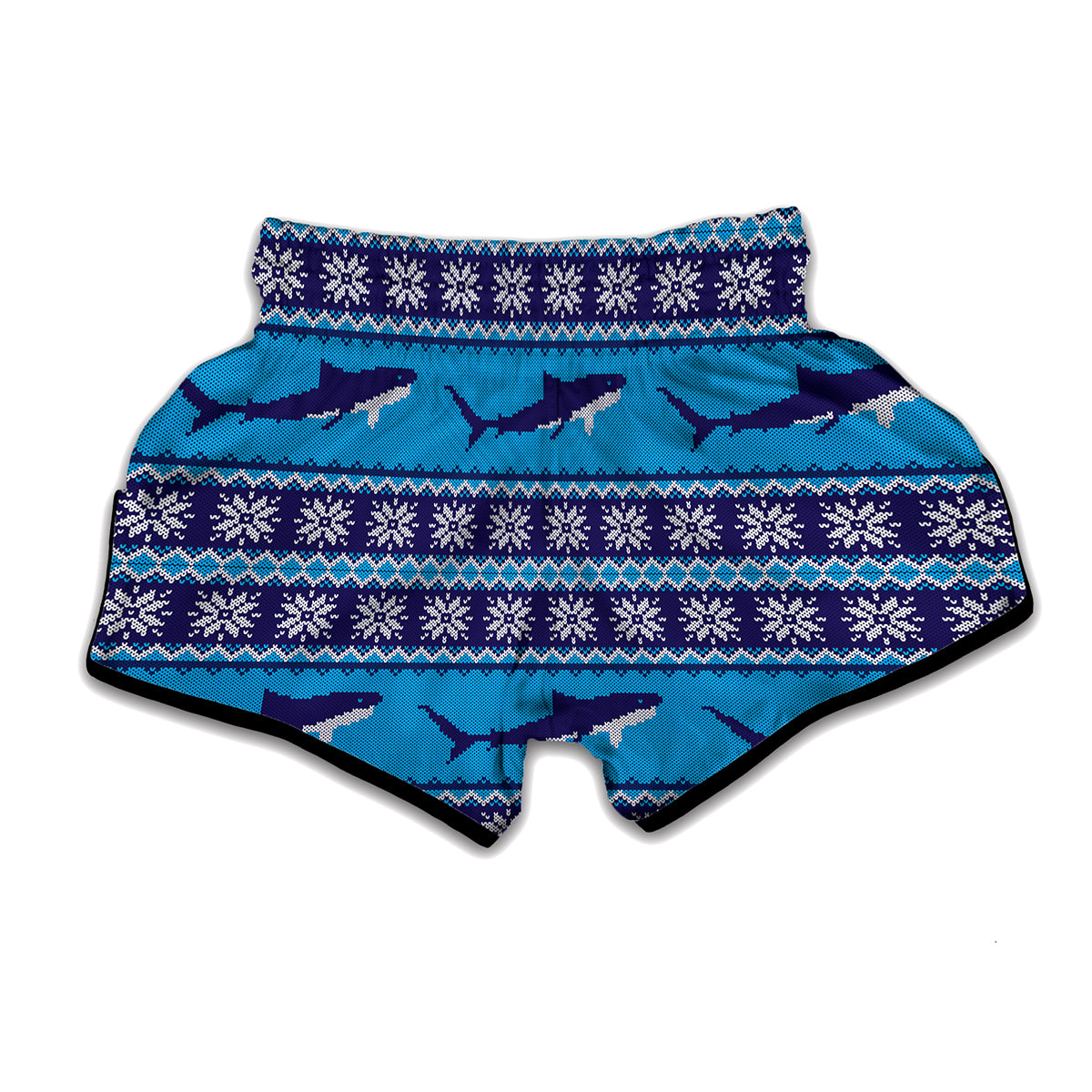 Shark Knitted Pattern Print Muay Thai Boxing Shorts