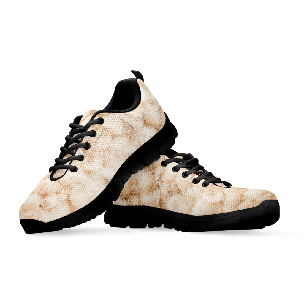 Sheep Fur Texture Print Black Sneakers