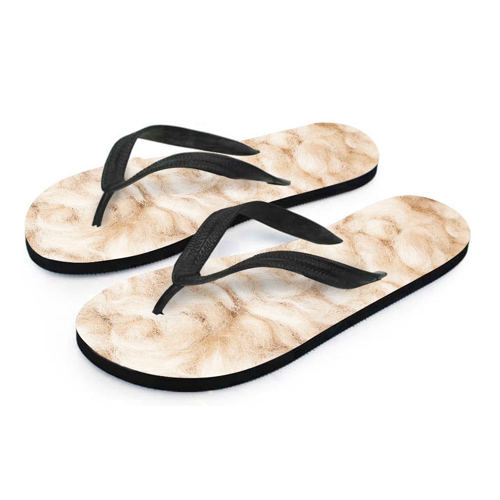 Sheep Fur Texture Print Flip Flops
