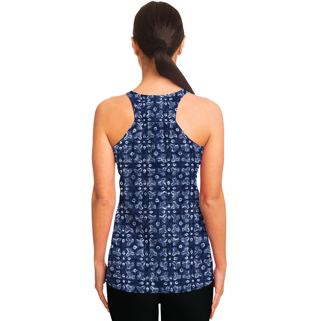 Shibori Floral Pattern Print Women's Racerback Tank Top