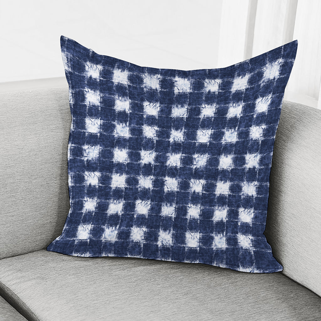Shibori Grid Pattern Print Pillow Cover