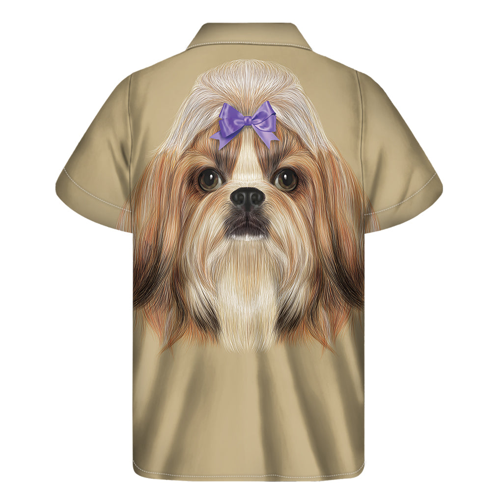 Shih Tzu Portrait Print Men's Short Sleeve Shirt