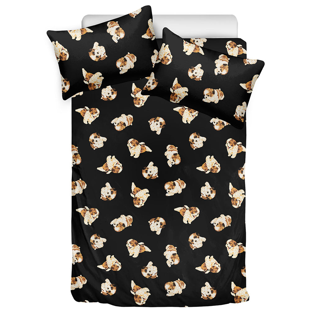 Shih Tzu Puppy Pattern Print Duvet Cover Bedding Set