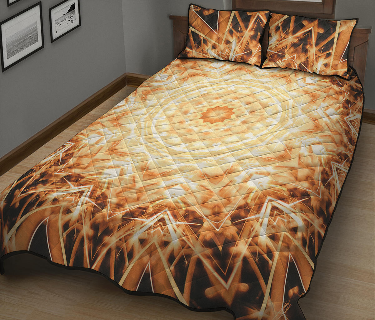 Shining Kaleidoscope Print Quilt Bed Set
